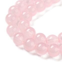 Perlas de Color Rosa De vidrio para hornear de jade imitación pintada hebras de grano redondo, rosa perla, 8.5~9 mm, agujero: 1.5 mm, sobre 105 unidades / cadena, 31.8 pulgada