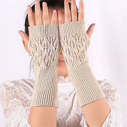 Светло-серый Перчатки без пальцев для вязания пряжей из акрилового волокна, зимние теплые перчатки с отверстием для большого пальца, светло-серый, 210 мм