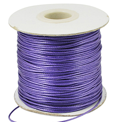 Фиолетовый Корейские вощеные полиэфирные шнуры, фиолетовые, 1 мм, около 85 ярдов / рулон