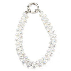 Clear AB Glass Beaded Mobile Straps, Multifunctional Chain, with Iron Spring Gate Ring, Clear AB, 302~306x14.5mm