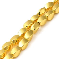 Golden Plated Electroplated Synthetic Non-magnetic Hematite Beads Strands, Twist Rectangle, Golden Plated, 7x4.5x4.5mm, Hole: 1.2mm, about 55pcs/strand, 16.14''(41cm)