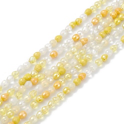 Yellow Gradient Color Electroplate Glass Bead Strands, AB Color Plated, Faceted, Teardrop, Yellow, 4.6x4mm, Hole: 1mm, about 99~101pcs/strand, 18.19~18.5 inch(46.2~47cm)