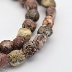 Léopard Brins de perles de jaspe en peau de léopard naturel, pierre tombée, nuggets, 5~7x5~7mm, Trou: 1mm, environ 15.7 pouce