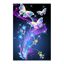 Butterfly DIY Butterfly Theme Diamond Painting Kits, Including Canvas, Resin Rhinestones, Diamond Sticky Pen, Tray Plate and Glue Clay, Butterfly Pattern, 300x250mm
