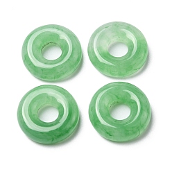 Green Resin Imitation Gemstone Pendants, Donut Charms, Green, 25x7mm, Hole: 8.5mm
