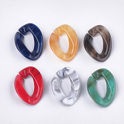 Mixed Color Acrylic Linking Rings, Quick Link Connectors, For Curb Chains Making, Imitation Gemstone Style, Twist, Mixed Color, 29x21x6.5mm, Inner Measure: 16x7mm