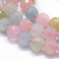 Morganite Natural Morganite Beads Strands, Grade AAA, Faceted, Round, 6~6.5mm, Hole: 1mm, about 63pcs/strand, 15.35 inch(39cm)