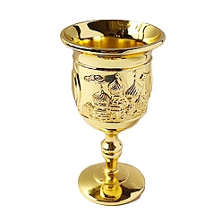 Oro Cáliz del altar, copa de cáliz de aleación, copa de altar con patrón de mezquita, vajilla ritual para comuniones, dorado, 30x70 mm