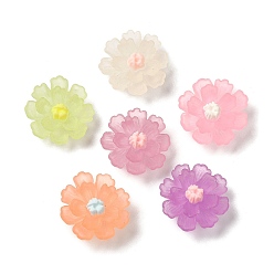 Mixed Color Translucent Resin Cabochons, Flower, Mixed Color, 17~18x17~18x7~7.5mm