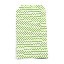 Vert Pâle Sacs en papier kraft blanc, pas de poignées, sacs de rangement, motif de vague, sac de cadeau d'anniversaire de fête de mariage, vert pale, 15x8.3x0.02 cm