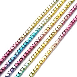 Multi-color Plated Rainbow Color Electroplate Non-magnetic Synthetic Hematite Beads Strands, Cube, Multi-color Plated, 4x4x4mm, Hole: 0.8mm, about 100pcs/strand, 15.55~16.14 inch(39.5~41cm)