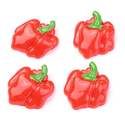 Rouge Cabochons décodés en résine opaque, nourriture imitation, chili, rouge, 23x18x7mm