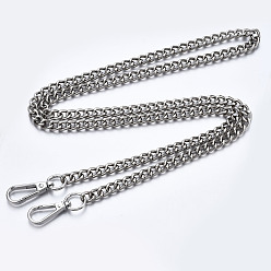 Platinum Bag Chains Straps, Iron Curb Link Chains, with Alloy Swivel Clasps, for Bag Replacement Accessories, Platinum, 1200x9mm