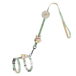Light Green Cat Harness and Leash Set, Cloth Belt Traction Rope Cat Escape Proof with Plastic Adjuster and Alloy Clasp, Adjustable Harness Pet Supplies, Light Green, Inner Diameter: 18~32mm, Rope: 10mm
