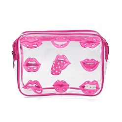 Lip Прозрачные косметические мешочки из пвх, водонепроницаемый клатч, туалетная сумка для женщин, ярко-розовый, губа, 20x15x5.5 см