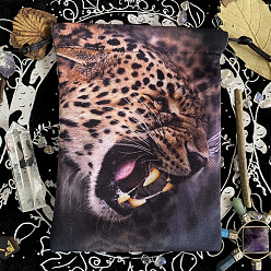 Leopard Pochettes à cordon de rangement pour bijoux en velours à imprimé animal, sacs à bijoux rectangulaires, pour le stockage de bijoux, leopard, 18x13 cm