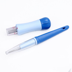 Озёрно--синий 3 & 7 иглы для валяния, набор игл и ручек, инструмент для перфорации шерстяного войлока, с пластиковой ручкой, Плут синий, 98~155 мм, 2 шт / комплект