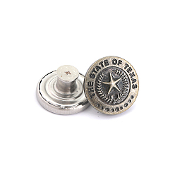 Античная Бронза Штыри кнопки сплава для джинсов, морские кнопки, аксессуары для одежды, круглая со звездой, античная бронза, 20 мм