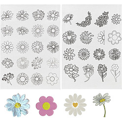 Fleur Un tissu hydrosoluble de style bohème, Entoilage de broderie lavable, fleur, 4mm, 297x210 feuilles / set