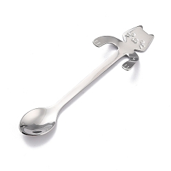 Platinum 304 Stainless Steel Hanging Spoon, Cat Shape, Platinum, 116x32x8.5mm
