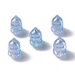 Bleu Ciel Placage uv perles acryliques irisées arc-en-ciel, dinosaure, bleu ciel, 22x15x20.5mm, Trou: 3.5mm
