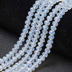 Clear Glass Beads Strands, Imitation Jade, Faceted, Rondelle, Clear, 8x6mm, Hole: 1mm, about 68~70pcs/strand, 16 inch(40cm)