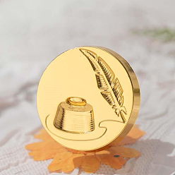 Pen Cabeza de sello de aleación de sello de cera de tono dorado, para invitaciones, sobres, embalaje de regalo, pluma, 25 mm