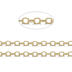 Золотой Латунные плоские овальные кабельные цепи, несварные, с катушкой, без кадмия, без никеля и без свинца, золотые, 3.3x2.6x0.5 мм, около 92 м / рулон