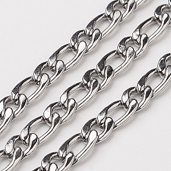 Stainless Steel Color 304 Stainless Steel Mother-Son Chains, Unwelded, Decorative Chain, Stainless Steel Color, 11x4.5x1.2mm