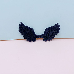 Black Angel Wing Shape Sew on Fluffy Ornament Accessories, DIY Sewing Craft Decoration, Black, 68x35mm