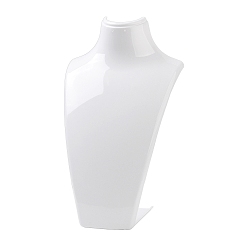 Blanc Présentoirs de collier de buste en plastique, porte-bijoux pour collier, stockage de boucle d'oreille, blanc, 18.5x11.85x30 cm