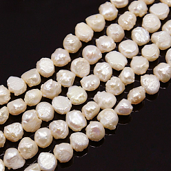 Blanched Almond Natural Cultured Freshwater Pearl Beads Strands, Blanched Almond, 6.5~8x7~9x5~7mm, Hole: 1mm, about 54~55pcs/strand, 15.7 inch~16.5 inch