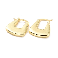Light Gold Brass Chunky Rectangle Hoop Earrings for Women, Cadmium Free & Lead Free, Light Gold, 21x18x3mm, Pin: 0.7mm