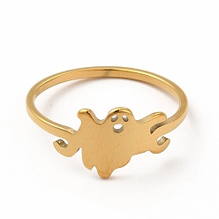 Oro 304 anillo de dedo fantasma hueco de acero inoxidable para halloween, dorado, diámetro interior: 18 mm