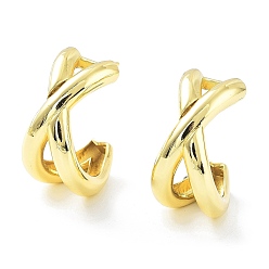 Real 18K Gold Plated Letter X Rack Plating Brass Studs Earrings for Women, Long-Lasting Plated, Lead Free & Cadmium Free, Real 18K Gold Plated, 24.5x14mm