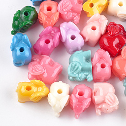 Mixed Color Synthetic Coral Beads, Dyed, Elephant, Mixed Color, 10x14.5x8.5mm, Hole: 2mm