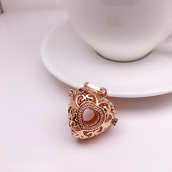 Light Gold Brass Bead Cage Pendants, for Chime Ball Pendant Necklaces Making, Hollow Heart Charm, Light Gold, 26.5x27.5x19.8mm, Hole: 4.5x10mm