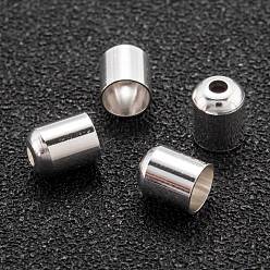 925 Sterling Silver Plated Brass Cord End, End Caps Long-Lasting Plated, Column, 925 Sterling Silver Plated, 6x5mm, Hole: 1.6mm, Inner Diameter: 4mm