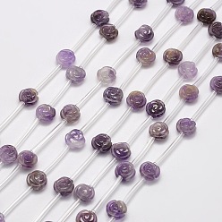 Amethyst Natural Amethyst Beads, Rose, 14x12~13mm, Hole: 1mm