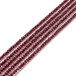 FireBrick Transparent Glass Beads Strands, Faceted, Round, FireBrick, 3mm, Hole: 0.8mm, about 127~139pcs/strand, 14.09~14.53 inch(35.8~36.9cm)
