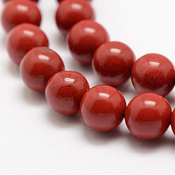 Jaspe Rouge Rouge naturel perles de jaspe brins, AA grade, ronde, 6mm, Trou: 1mm, Environ 63 pcs/chapelet, 15.5 pouce (39 cm)