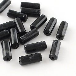 Noir Colonne perles acryliques imitation de pierres précieuses, noir, 20x8mm, trou: 2 mm, environ 480 pcs / 500 g