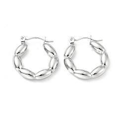 Stainless Steel Color 304 Stainless Steel Oval Wrap Hoop Earrings for Women, Stainless Steel Color, 22x20x4mm, Pin: 0.7mm