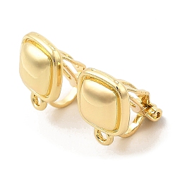 Золотой Серьги-клипсы из сплава, с горизонтальными петлями, для не проколотых ушей, квадратный, золотые, 13x10x14 мм, отверстие : 1.6 мм