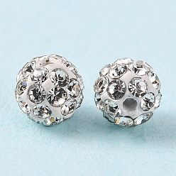 Crystal Polymer Clay Rhinestone Beads, Pave Disco Ball Beads, Grade A, Round, PP9, Crystal, PP9(1.5~1.6mm), 6mm, Hole: 1.2mm