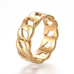 Oro 202 anillos de dedo del acero inoxidable, dorado, tamaño de 6~9, 16~19 mm