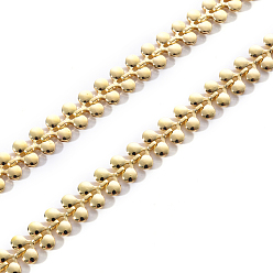 Light Gold Brass Link Chains, Leaf Shape, Unwelded, Light Gold, 7.5x8x2mm