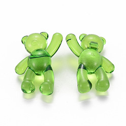 Vert Perles acryliques transparentes, ours, verte, 37x28x13mm, Trou: 2.5mm, environ133 pcs / 500 g