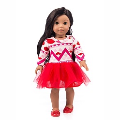 Красный Кукольное платье из хлопка с цветочным узором, наряды для кукол, подходит для американских 18 дюймовых кукол, красные, 235 мм