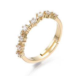 Настоящее золото 18K Изысканное регулируемое кольцо с цветком кубического циркония, кольцо из латуни для женщин, без никеля , реальный 18 k позолоченный, размер США 7 1/2 (17.7 мм)